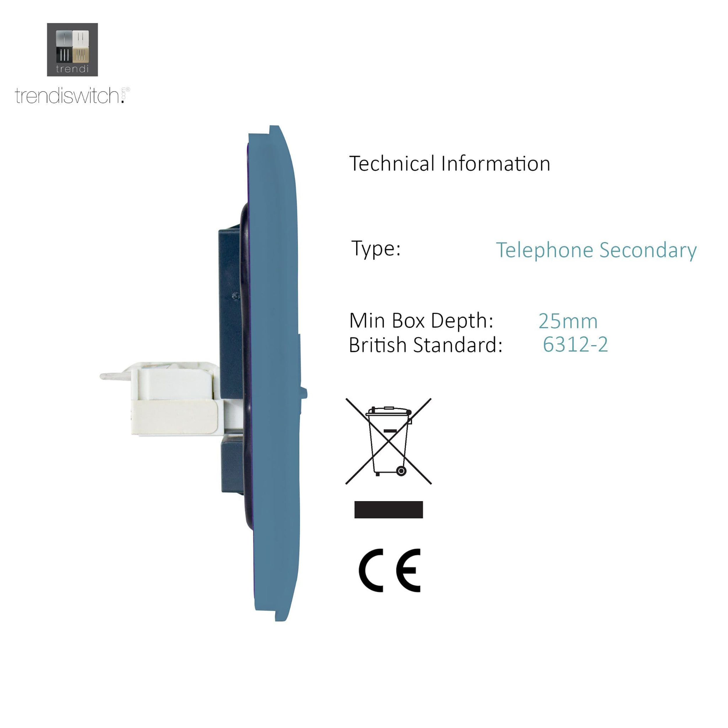 Single PC Ethernet Cat 5 & 6 Data Outlet Sky ART-PCSK  Trendi Sky